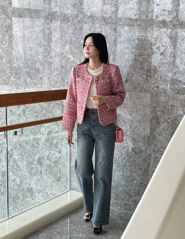 Setu Round Pearl Tweed Short Jacket